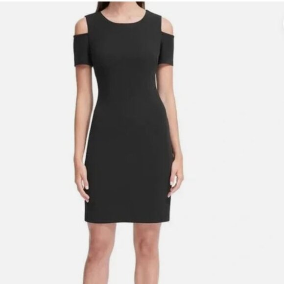 Tommy Hilfiger Dark Green Cold Shoulder Cocktail Sheath Dress Size 10 - Picture 12 of 13